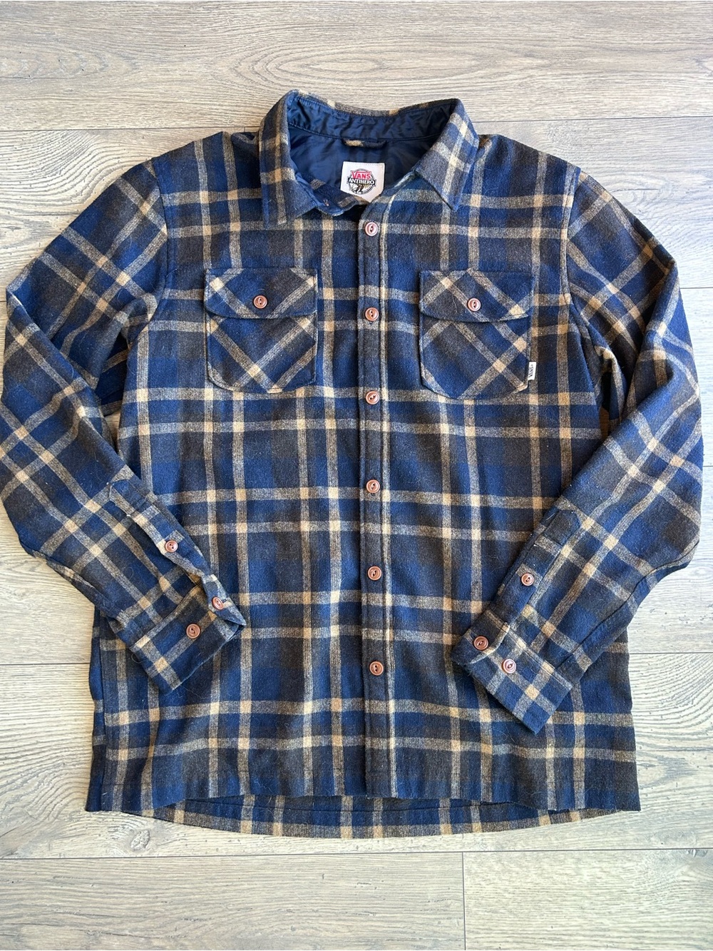 🛹 VANS Antihero Blue and Brown Plaid Flannel Shirt Jacket